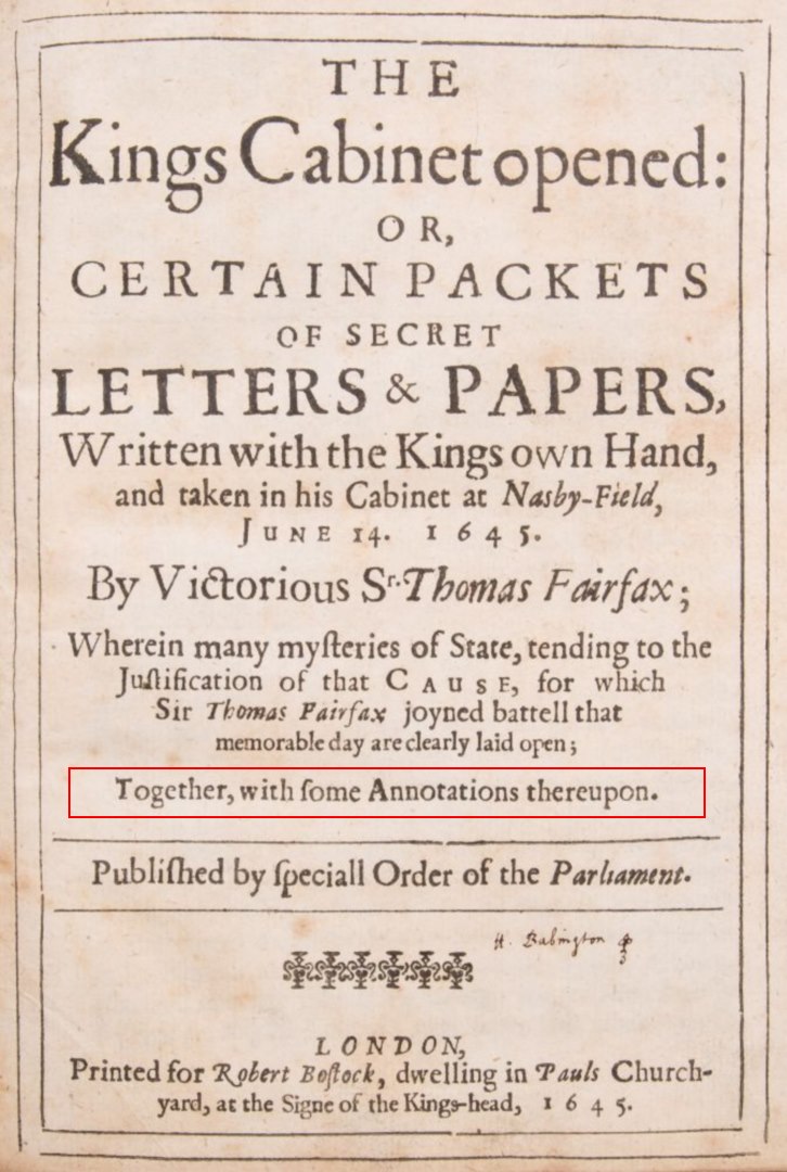 The King's Cabinet Opened (1645), Frontispiece